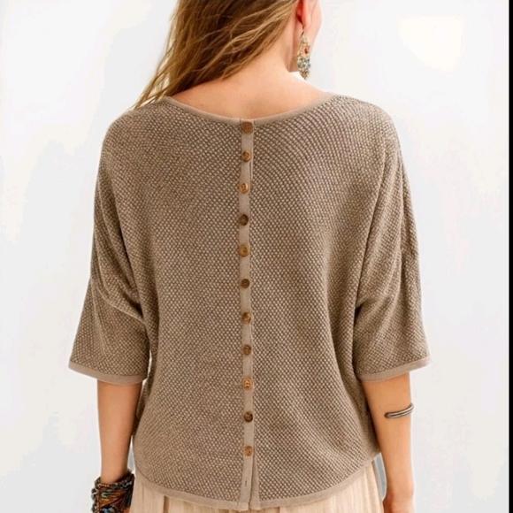 Mansted Boxy Sweater Boxy Button Up Back Grey Lagenlook Boho Women's Size S - Picture 1 of 11